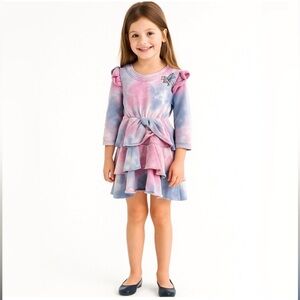 Lola + The Boys Tie Dye Ruffle Sweatshirt Unicorn Dress, size 4